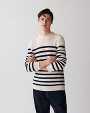 Sailor-style jumper with buttoned shoulder