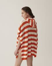 Striped hooded poncho
