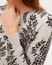 Extrafine fern print crew-neck sweater