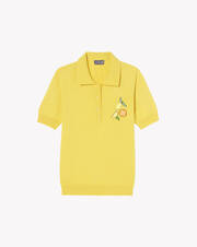Embroidered fruit short-sleeved polo