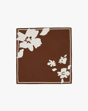 Two-tone floral silk square scarf 90 cm x 90 cm