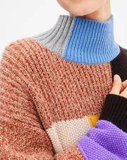 8 ply multi stitch roll-neck sweater
