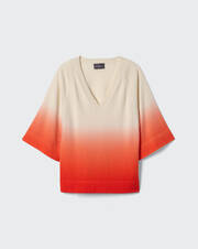 Dip-dye V-neck jumper with kimono sleeves