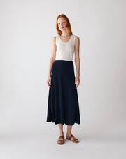 Long flared silk skirt