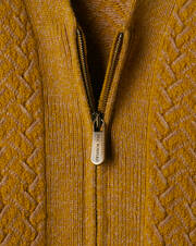 Criss-cross two-tone-stitch zipped cardigan