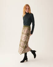 Tartan jacquard wrapover skirt