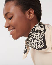 Leopard print mini silk square scarf 60 cm x 60 cm