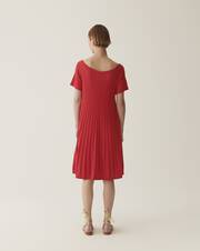 Pleated boat neck dress