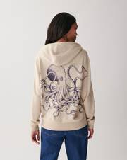 Kraken x EB print zipped hooded sweatshirt