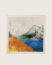Carré chevron à franges imprimé paysage d'automne 120 x 120 cm