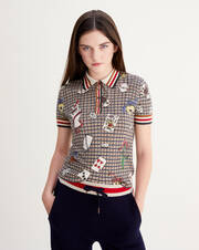 Houndstooth print short-sleeved polo