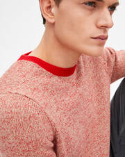 Marl crew-neck sweater with contrast finishing