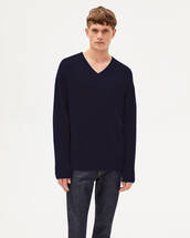 4 ply loose cut V-neck sweater