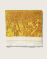 Autumn landscape print fringed herringbone square scarf 120 x 120 cm