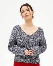 Maxi cable stitch marl v-neck sweater