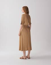 Extrafine silk and linen polo collar dress