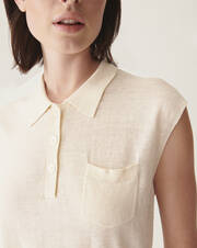 Linen and silk extrafine polo shirt