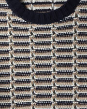 Tricolour striped stitch crew-neck sweater