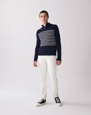 Zip-neck sailor-style jumper