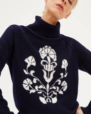 Intarsia blazon roll-neck sweater