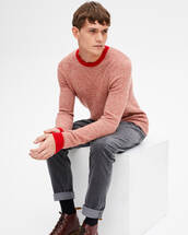 Marl crew-neck sweater with contrast finishing