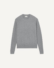 Diagonal-rib crew-neck sweater