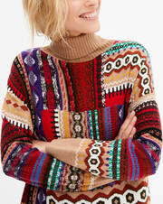 Jacquard fair-isle patchwork roll-neck sweater