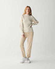 Turtleneck jumper with raglan sleeves and diagonal cables