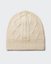 Child's cable hat with ribbed turn-up