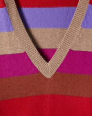 Pull V mouliné rayures multicolores