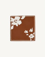 Two-tone floral silk square scarf 90 cm x 90 cm