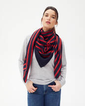 Cable stitches and anchors square scarf 120 x 120 cm