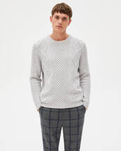 8-ply aran knit crew-neck sweater
