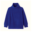 Ribbed polo neck pullover with raglan sleeves and side slits