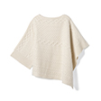 One-shoulder cable knit poncho