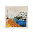 Autumn landscape print fringed herringbone square scarf 120 x 120 cm